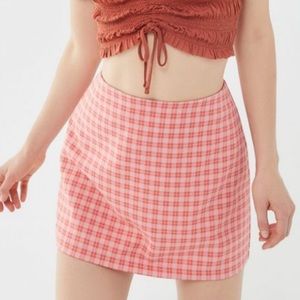 Pink Plaid Mini Skirt